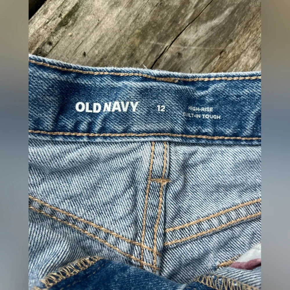 Old Navy Light Blue Denim Cutoff Shorts Americana Pocket Accents Girls Sz 12